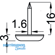 Nagelgleiter mit Stahlkappe und Einschlagstift 2, rund, 14, FE vernickelt