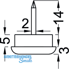 Nagelgleiter mit Stahlkappe und Einschlagstift 1, rund, 20, FE vernickelt