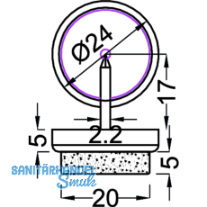 Nagelgleiter mit Filzgleiter und Einschlagstift, rund, 20, KS wei