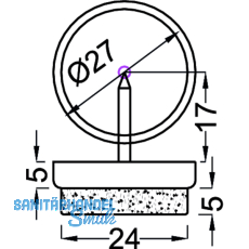 Nagelgleiter mit Filzgleiter und Einschlagstift, rund, 24, KS braun