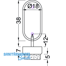 Nagelgleiter mit Filzgleitflche und 2 Einschlagstiften, oval, 38x18, KS grau