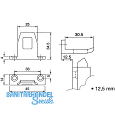 Schlieblech fr berschlagshhe 12,5 mm, Aluminium silber eloxiert