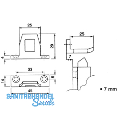 Schlieblech fr berschlagshhe 7 mm, Aluminium silber eloxiert