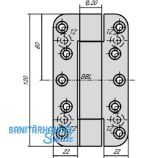 Objektband VN 2828 f. geflzte flchenb. Tren, Bandh. 120 mm, Edelstahl
