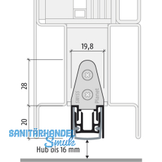 Trdichter Planet MF-FH, 585 x 19,8 x 20 mm, einseitig, Aluminium natur