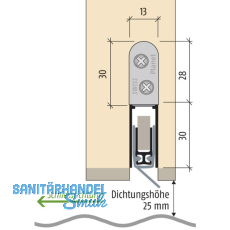 Trdichter Planet RH-RD, links, 960 x 13 x 30 mm, einseitig, Aluminium natur