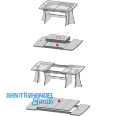 Ausziehtischfhrung ALU 77,Auszugslnge 1850 mm,Platten 2x500,Aluminium