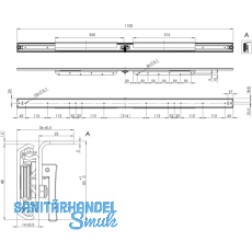 Ausziehtischfhrung BASIC SYNCHRON mit Bremse,Auszugslnge 1120 mm,verzinkt