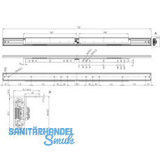 Ausziehtischfhrung BASIC SYNCHRON,ohne Bremse,Auszugslnge 1064 mm,verzinkt
