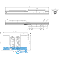 Ausziehtischfhrung CLASSIC,Auszugslnge 1080 mm,60 kg,Stahl verzinkt