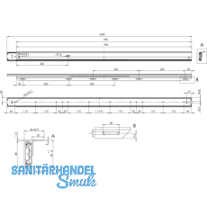 Ausziehtischfhrung FRONTSLIDE, ohne Bremse, Lnge 1000, Tragkraft 90kg