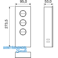 Power Turm G Edelstahl/Glas wei, 3x Schukosteckdose, 2 x USB-Ladebuchse
