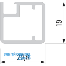 Glasrahmenprofil schmal, Lnge per Stange 2500 mm, Aluminium Edelstahl Effekt