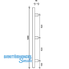 MARCHESI Stangengriff MT 1240/25 -1240mm, LA. 520/520mm, M8, Edst. matt
