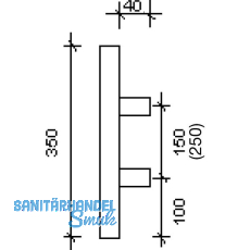 MARCHESI Stangengriff MT 350/25 - 350mm, LA. 150mm, M8, Edst. matt