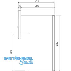 Durchwurfbriefkasten gerade, 300x330x205 mm, Mauerstrke 225 mm, Stahl verzinkt