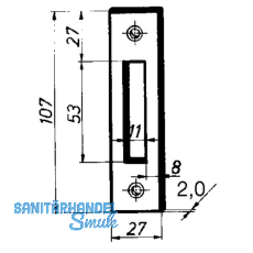 Riegelschlieblech eckig, 107 x 27 x 2 mm, Stahl verzinkt silberfrbig