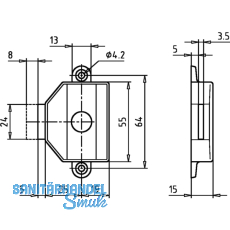 JuNie ASS 1781 Zylinder-Kastenschloss Dornma 25 mm, Zamak