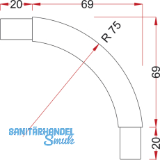 Rohrbogen 90 Spezial Oval Schrankrohr 30 x 15mm, Stahl geschliffen, verchromt