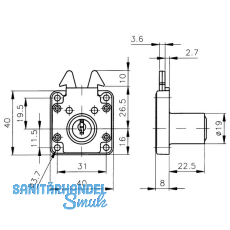 HEKNA 203 F Zylinder-Rollladen Aufschraubschloss Lade, Zamak / verzinkt