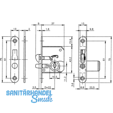 HEKNA 518 Zylinder-Rollladen-Einsteckschloss nach unten, Zamak