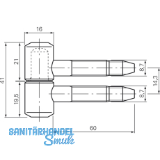 Einbohrband fr Futtertren, 16 mm, Stahl verzinkt