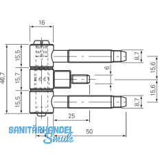Steckband INCANTO 3-tlg. m. Zylinderkopf,  16 mm, Stahl vernickelt