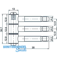 Steckband 3-tlg.  13 mm, Hhe 38,7 mm, Stahl verzinkt