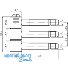 Steckband 3-tlg.  14,5 mm, Hhe 40,5 mm, Stahl wei beschichtet
