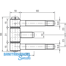 Stahlzargenband 3-tlg. f. geflzte Holztren, Band 18 x 61 mm, Stahl verzinkt