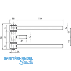 Stahlzargenband 3-tlg. m. Aushngesich. brandschutz. Band 18 x 61 mm,vernickelt