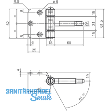 Steckband 3-tlg. Flgelteil z. Einlassen/Aufschr.  18 mm, Hhe 62 mm,vernickelt