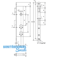 Rohrrahmenschloss Flachstulp mit 2 PZ bereinander, DM 35, Stahl verzinkt