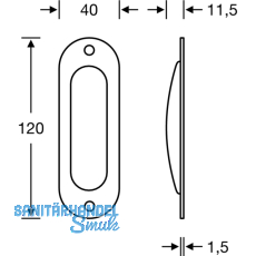Schiebetrmuschel FSB 42 4212 oval,40x120 mm,ungelocht,Aluminium silber eloxiert