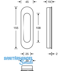 Schiebetrmuschel FSB 42 4250 oval, offen, Edelstahl feinmatt