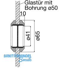 Schiebetrmuschelpaar rund, Glasstrke 8 - 12 mm, Messing poliert