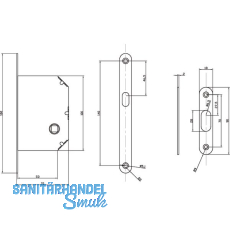 Schiebetrschloss- u. Griffset, DM 50, Nu 8 mm, Messing verchromt