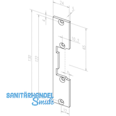 Flachschlieblech kurz KL, 24 x 130 x 3 mm, 09640-01, Stahl verzinkt