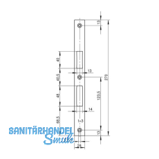 Schlieblech WILKA P662, flach/eckig 270 x 24 x 3 mm, Edelstahl