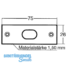 Riegelschlieblech gerade, mit ovalem Loch, 75 x 26 mm, Stahl verzinkt