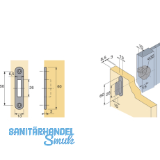 HETTICH PRESTIGE 2000 Schlieblech zu Rollladenschloss, zum Einlassen