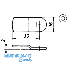 HEKNA 505 Zylinder-Hebelschloss, links, Schliehebel glatt, L 40 mm, Zamak