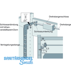 HETTICH PRESTIGE 2000 Zylinderdrehstangenschloss LAD, vernickelt