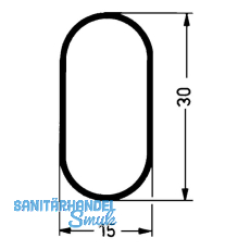 Schrankrohr Standard oval Lnge 3000 mm, Stahl verchromt poliert