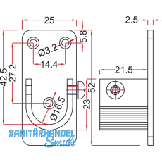 Schrankrohrlager Oval 8 - fr Schrankrohr 30 x 15 mm, Zamak verchromt