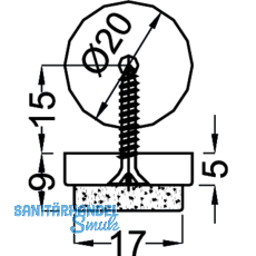Schraubgleiter mit Filzgleiter und Holzschraube rund, 20, KS wei
