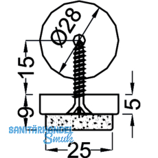 Schraubgleiter mit Filzgleiter und Holzschraube rund, 24, KS wei