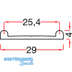 SCHCO DoppeL - Laufschiene unten, 4 x 29, Aluminium eloxiert
