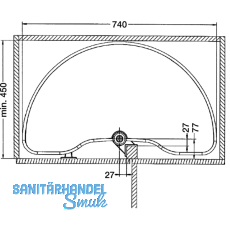 NINKA Halbkreis-Schwenkboden ProArc  740 mm, KB 900 mm, Polystyrol alugrau