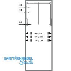 Kleiderlift Junior, H 850,KB 600-1000mm, Tragkr.10KG, KS wei/FE vernickelt